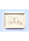 Gravírozott fa díszdoboz szülinapos grafikával Tenyérnyi Táblácskához